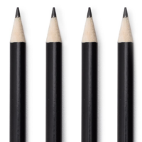 Four black graphite pencils isolated on white background.